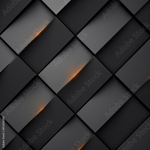 black abstract, iPhone wallpaper, monochrome design, neat symmetrical pattern, parallelogram tiles, right lower third lighting photo