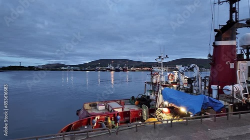 Ireland Epic Locations Castletownbere harbour cork calm summer morning at dawn ,trawlers preparing to go to sea photo