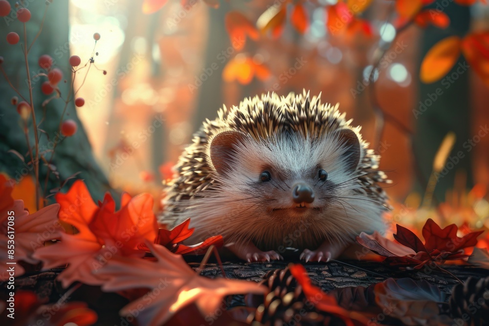 A hedge sitting on top of a pile of leaves, perfect for nature-themed or garden-related content A hedge sitting on top of a pile of leaves, perfect for nature-themed or garden-related content