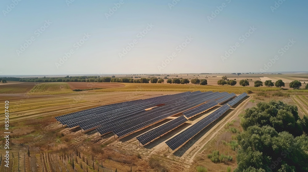 Fototapeta premium Renewable Energy from Field Solar Panels