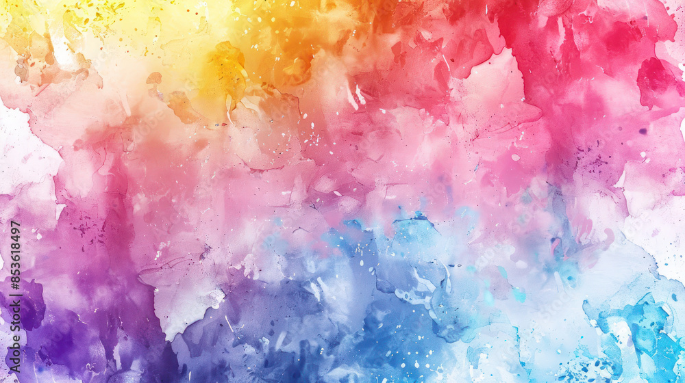 Fototapeta premium Vibrant Watercolor Background. Abstract watercolor background blending vibrant hues of red, orange, yellow, and blue, perfect for various creative projects.