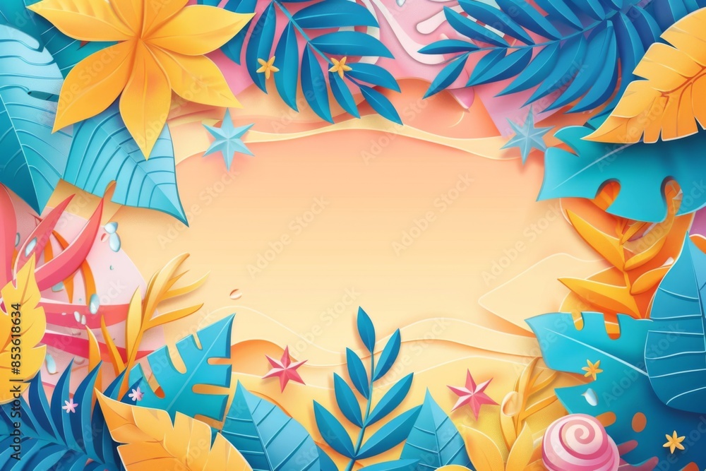 Fototapeta premium Summer Background illustration created with Generative AI
