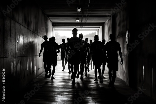 The football team entering the field for the match from the locker room