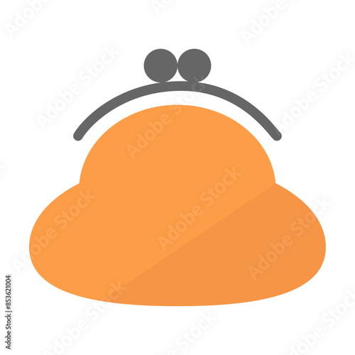 シンプルなオレンジ色の財布アイコン　がま口　フラットデザイン	
