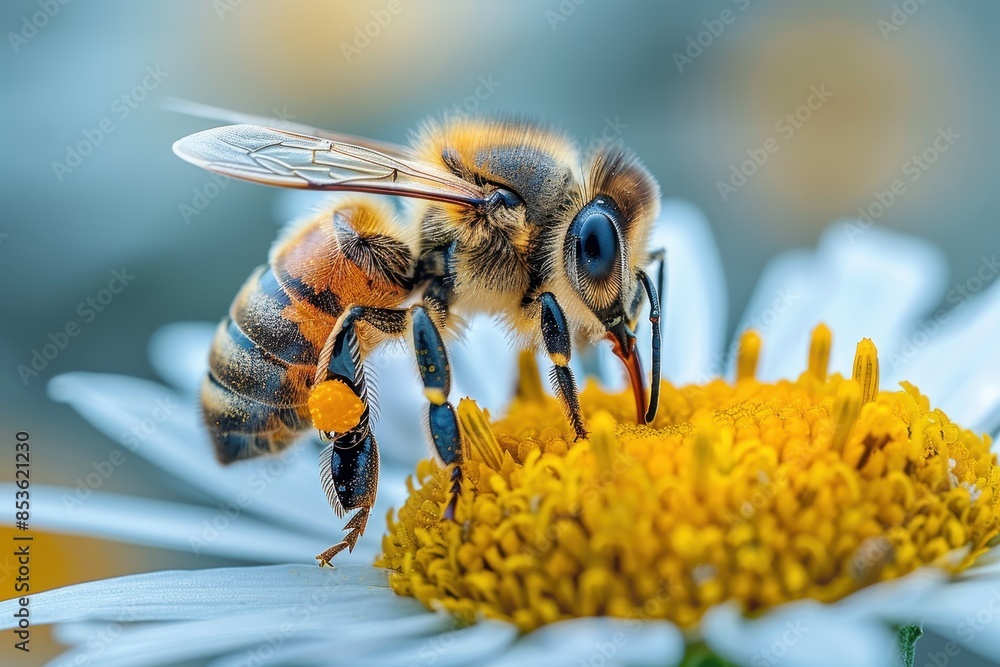 A detailed shot of a bee pollinating a flower, highlighting the importance of pollinators in ecosystems. A detailed shot of a bee pollinating a flower, highlighting the importance of pollinators in ecosystems.