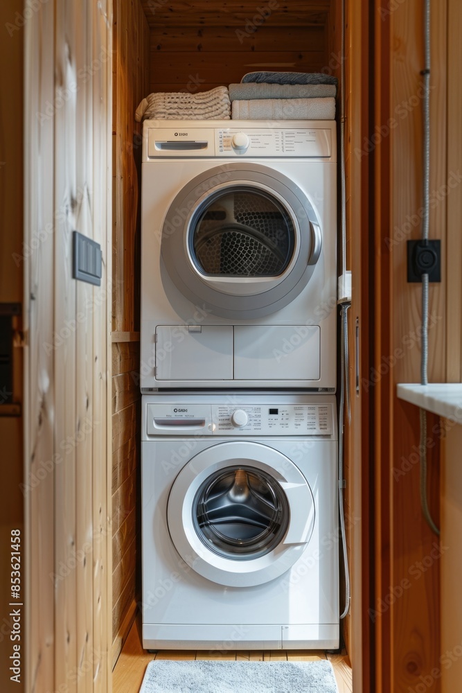Compact laundry space with appliances installed Compact laundry space with appliances installed