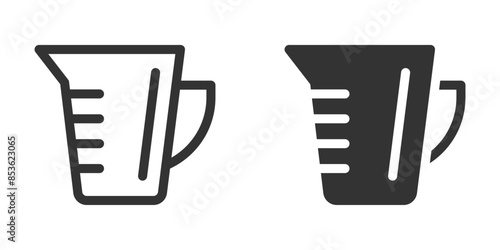 Vector illustration of two measuring cup icons in black and white, ideal for kitchen and cooking designs.