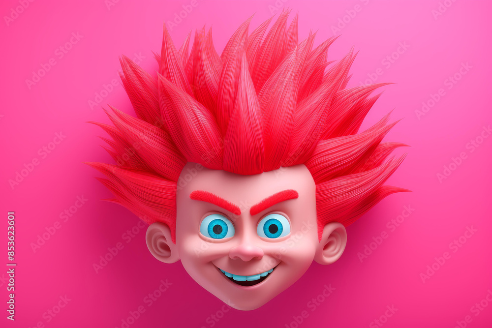 Playful cartoon character with unique hairstyle in vibrant colors. Expressive facial features add charm and personality. Playful cartoon character with unique hairstyle in vibrant colors. Expressive facial features add charm and personality.