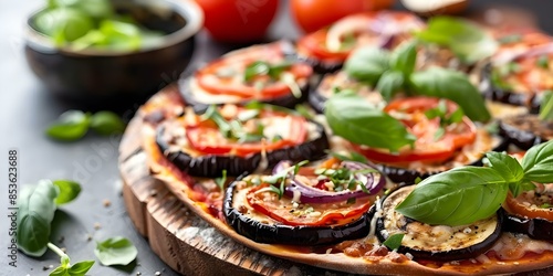 Savor the Flavor Vegetarian Melanzane Pizza. Concept Food Photography, Vegetarian Recipes, Pizza Lover, Melanzane Dishes, Flavorful Ingredients © Anastasiia