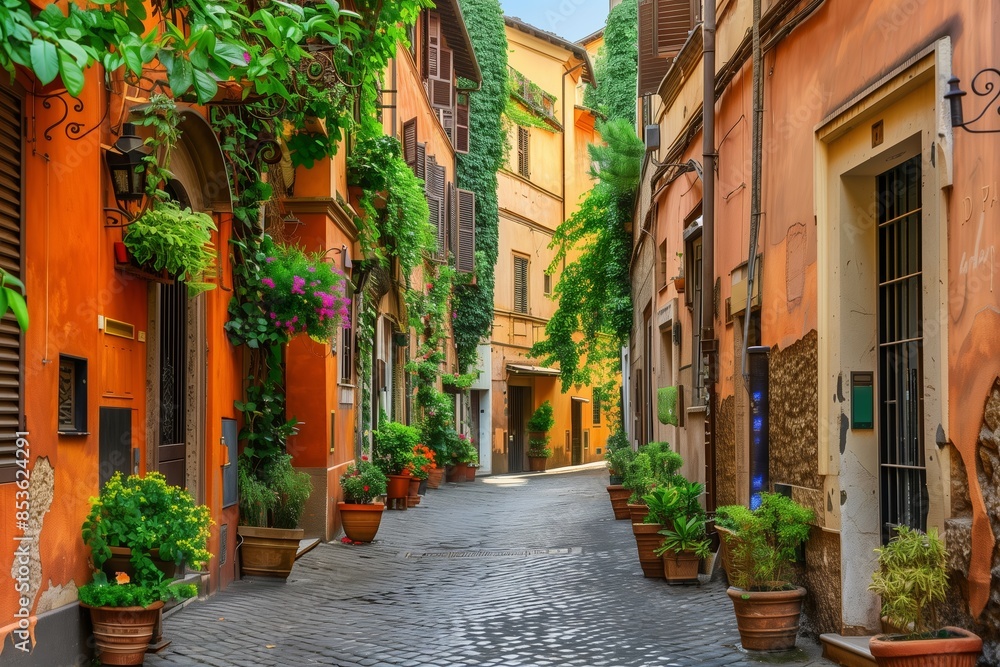 Fototapeta premium Romantic Trastevere Street: Rome, Europe