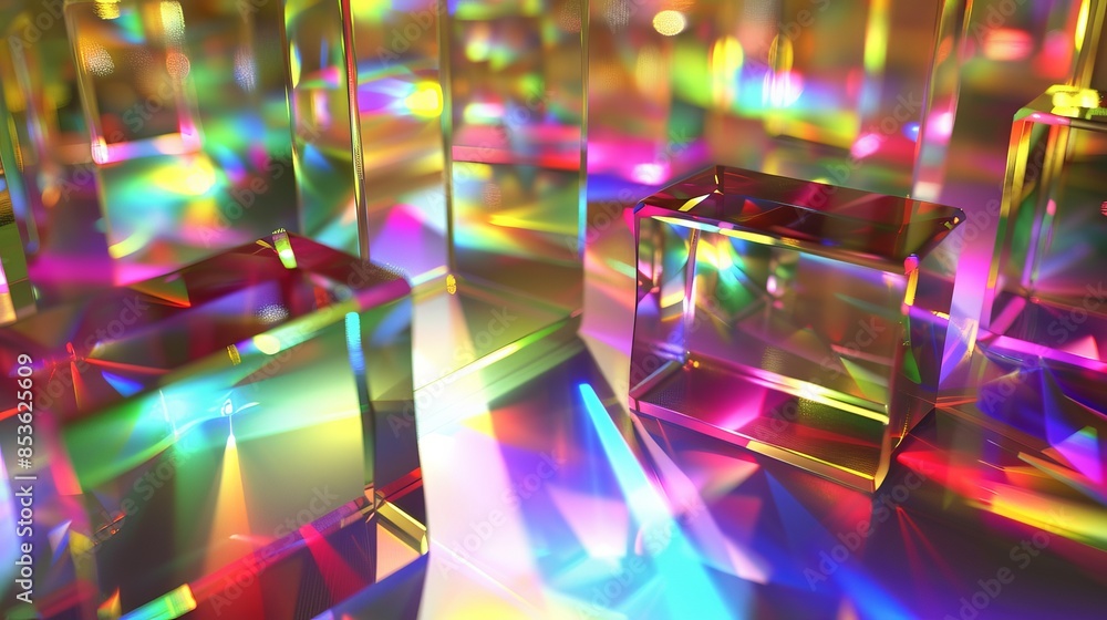 holographic prisms refracting light in a dark holographic prisms refracting light in a dark