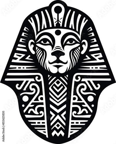  sphinx silhouete with Polynesian ethnic pattern illustration