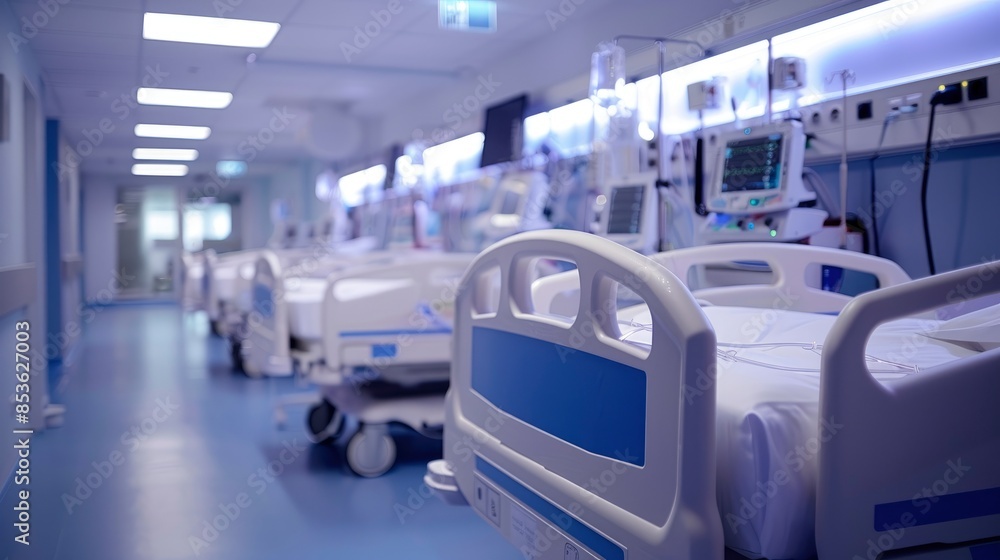 Obraz premium A Hospital Room Equipped With Comfortable Beds And Essential Medical Amenities, Ensuring Patient Care, High Quality, HD