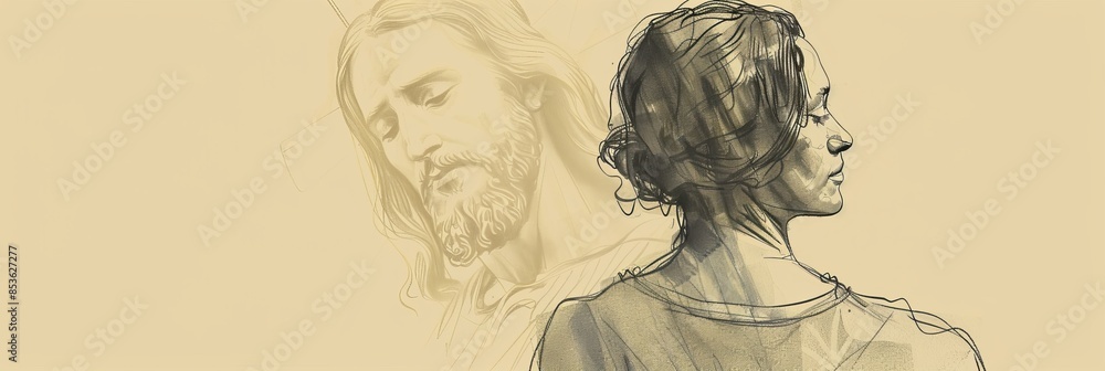 Jesus Appearing in Worship: Peace and Reflection, Biblical Illustration of Devotion, Ideal for Inspirational Use,Christian banner Jesus Appearing in Worship: Peace and Reflection, Biblical Illustration of Devotion, Ideal for Inspirational Use,Christian banner