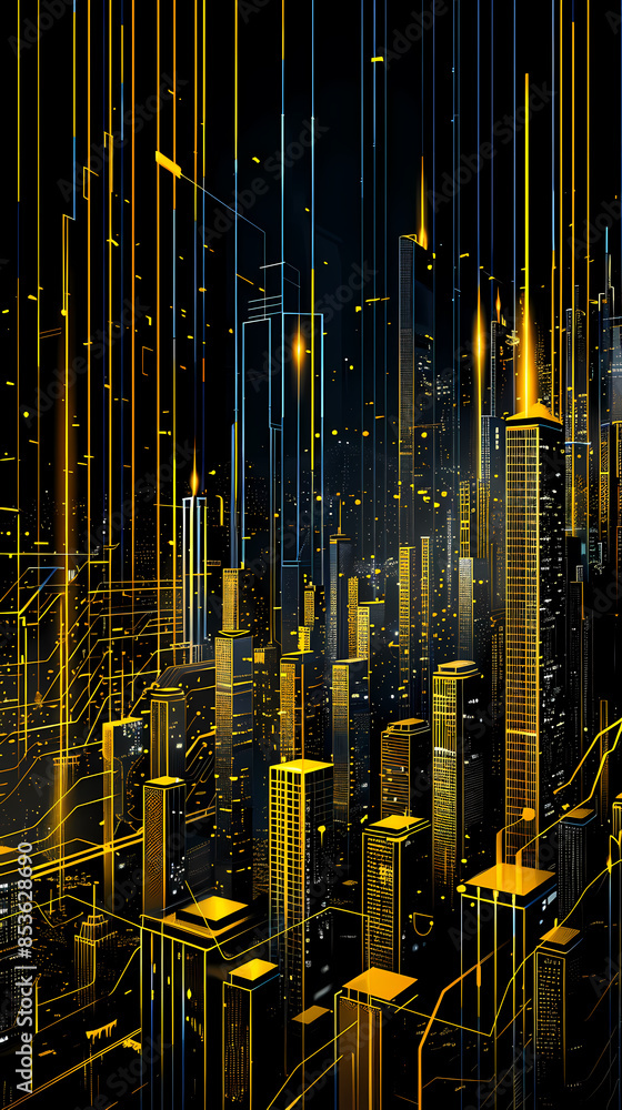 Obraz premium Abstract golden technology background