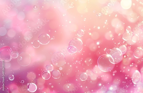 Pink bokeh background with pink gradient and white bubbles