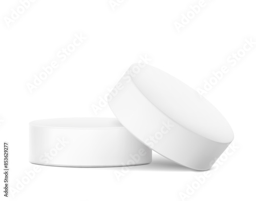 Chlorine tablet, shower steamer mockups. Vector illustration isolated on white background. Can be use for template your design, presentation, promo, ad. EPS10.	
