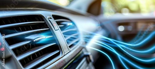 Wallpaper Mural Close up of car air vent releasing a refreshing stream of cool blue air in a vehicle Torontodigital.ca