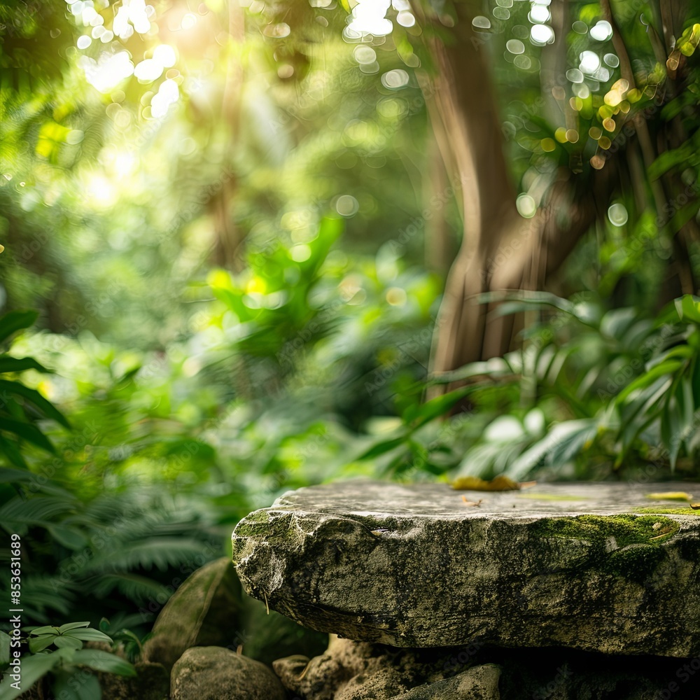 Tropical Garden with Stone Podium Display Tropical Garden with Stone Podium Display