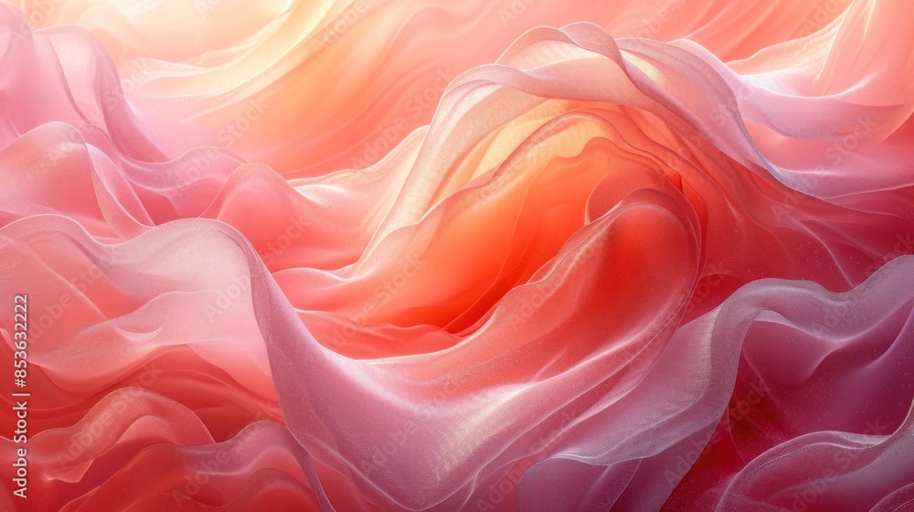 Fototapeta premium Abstract Wavy Texture in Shades of Pink and Red Resembling Soft Fabric