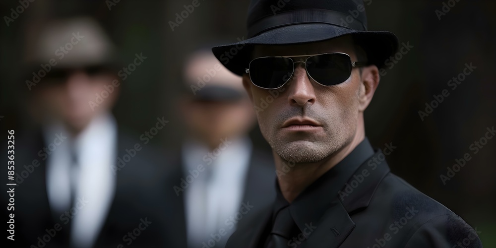 The Mafia boss and their bodyguards projected power and danger at the public event. Concept Power Dynamics, Criminal Organizations, Public Image, Security Measures, Leadership The Mafia boss and their bodyguards projected power and danger at the public event. Concept Power Dynamics, Criminal Organizations, Public Image, Security Measures, Leadership