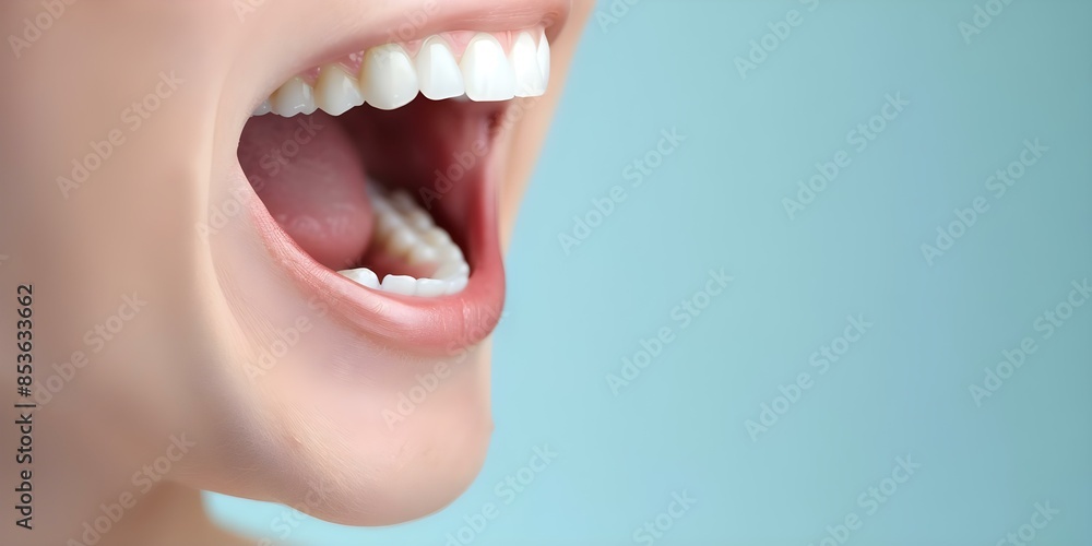 Obraz premium Sensitive Teeth Experiencing Sharp Pain with Hot, Cold, or Sweet Stimuli. Concept Sensitive Teeth, Sharp Pain, Hot Sensitivity, Cold Sensitivity, Sweet Sensitivity