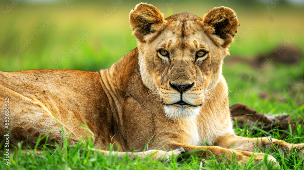capture lion lying on grass in savannah capture lion lying on grass in savannah