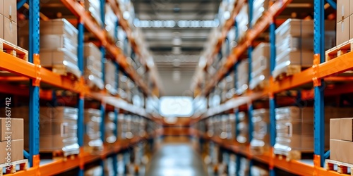 Organized Inventory and Supplies on Warehouse Storage Shelves. Concept Warehouse Organization, Inventory Management, Storage Solutions, Supply Chain, Warehouse Shelving