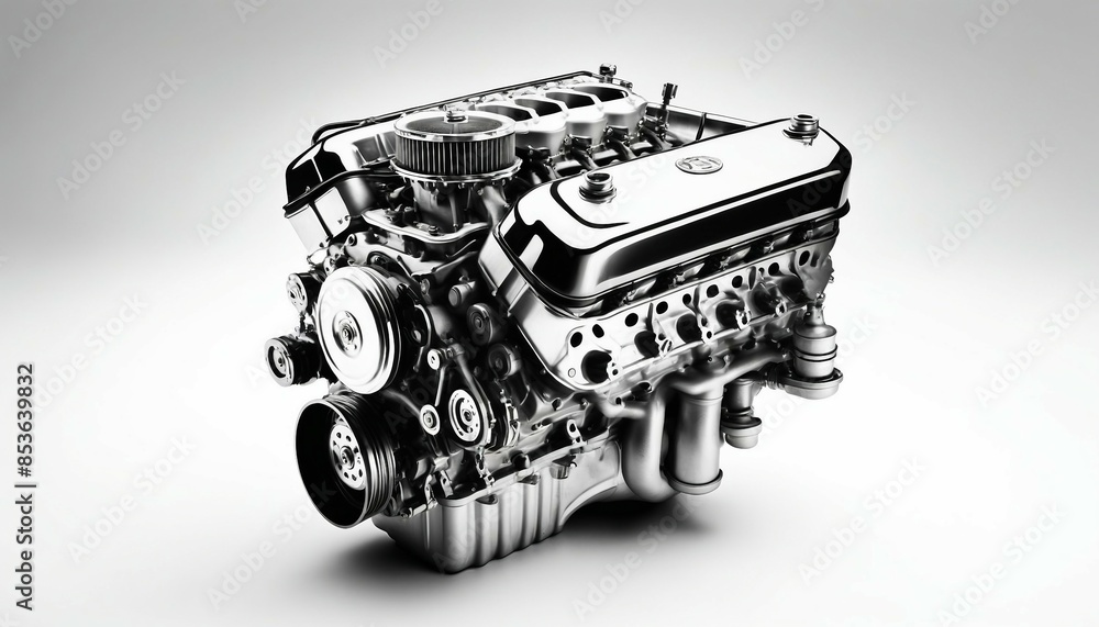 v8 engine, isolated white background. v8 engine, isolated white background.