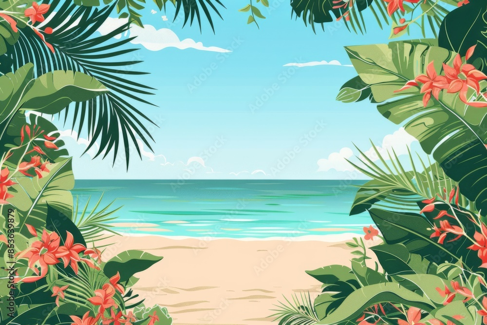 Fototapeta premium Summer Background illustration created with Generative AI