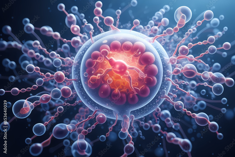 A detailed microscopic view of cells, ideal for illustrating viruses and bacteria. This medical and healthcare illustration is perfect for pharmaceutical and medical device marketing A detailed microscopic view of cells, ideal for illustrating viruses and bacteria. This medical and healthcare illustration is perfect for pharmaceutical and medical device marketing