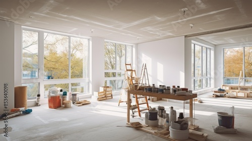 Home or apartment room before and after restoration or refurbishment. Renovation concept.