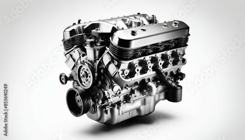 v8 engine, isolated white background. 