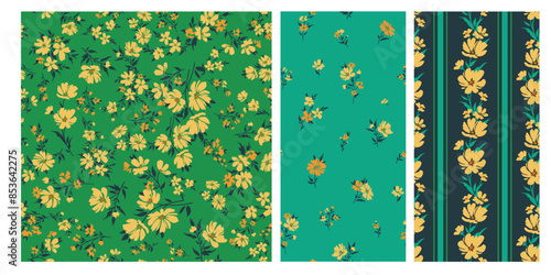 Seamless spring vector pattern with floral motif for dress fabric