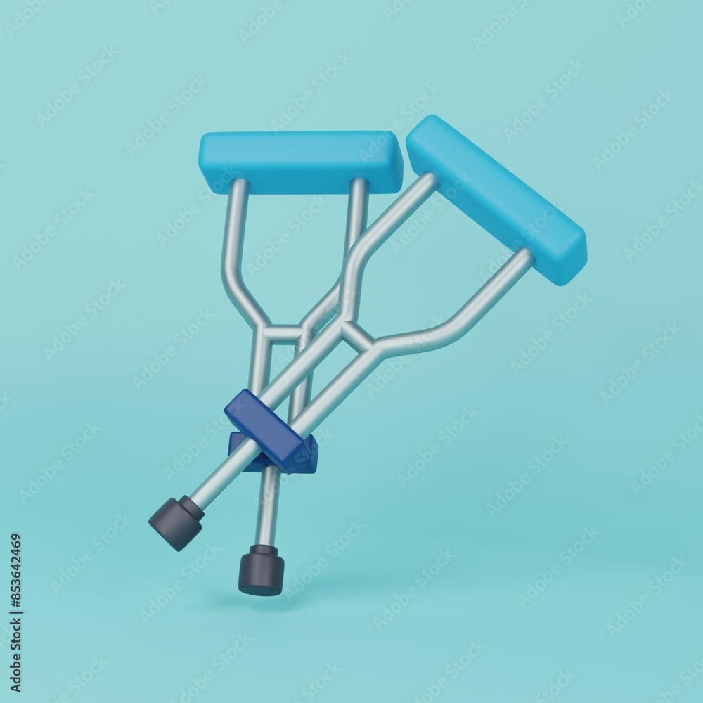 Crutches 3D Icon for Medical and Healthcare Projects. 3D render. Crutches 3D Icon for Medical and Healthcare Projects. 3D render.