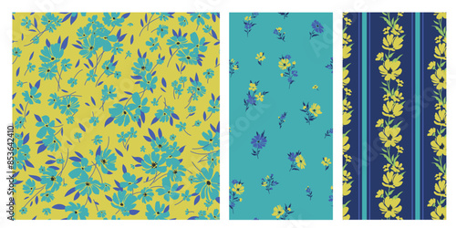 Seamless spring vector pattern with floral motif for dress fabric