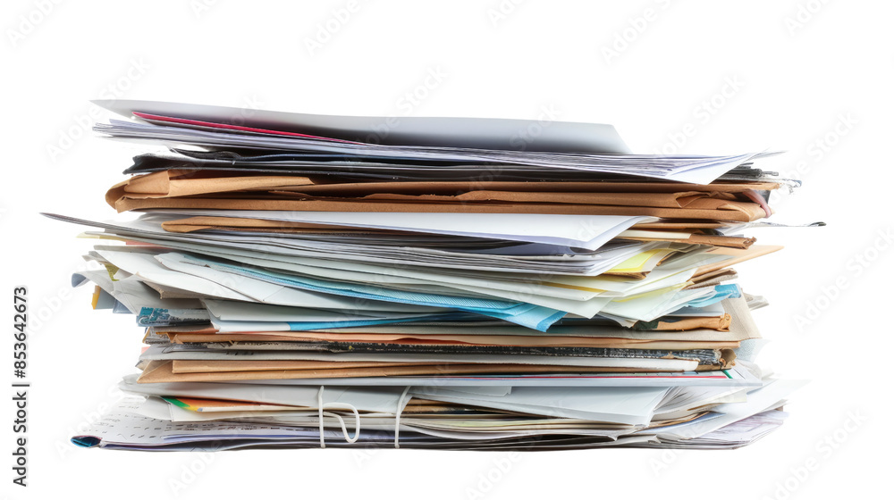 Stack of business documents papers on a transparent background Stack of business documents papers on a transparent background