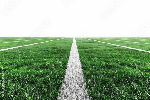 3D football green grass field isolated on a white background photo