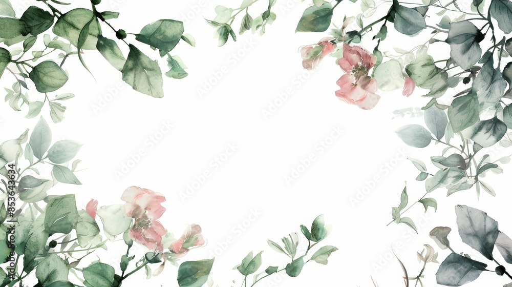 Fototapeta premium A white background with a flowery border