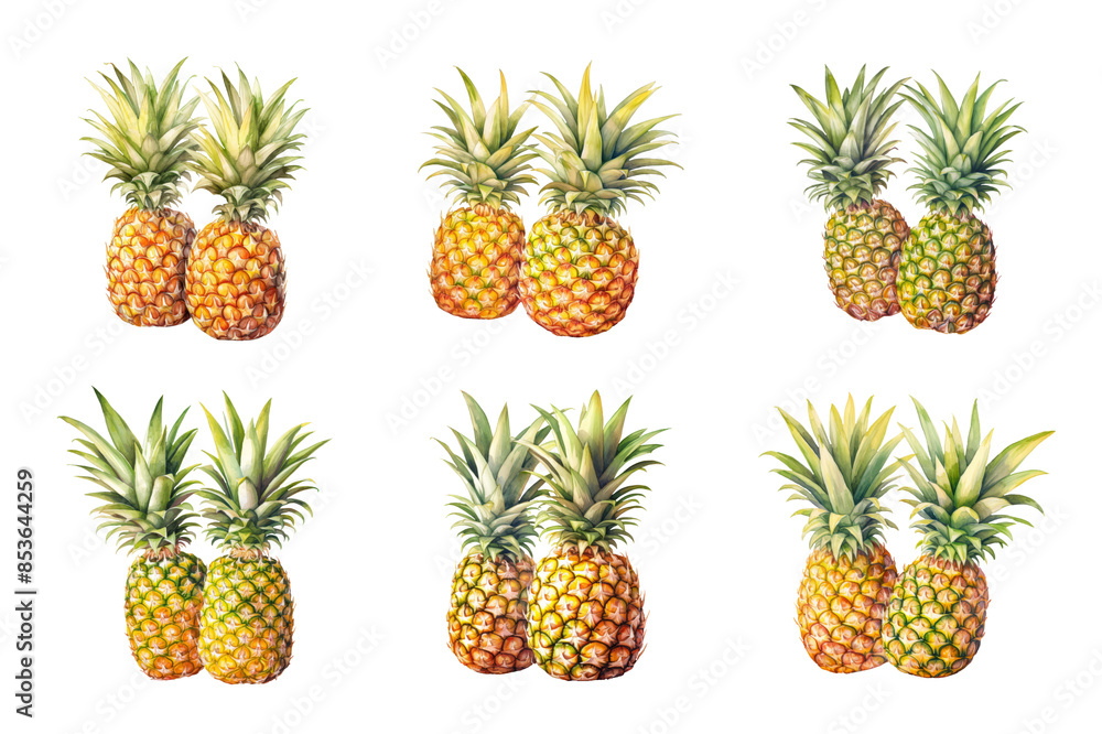 pineapple Collection Bundle Set Isolated on a Transparent Background pineapple Collection Bundle Set Isolated on a Transparent Background