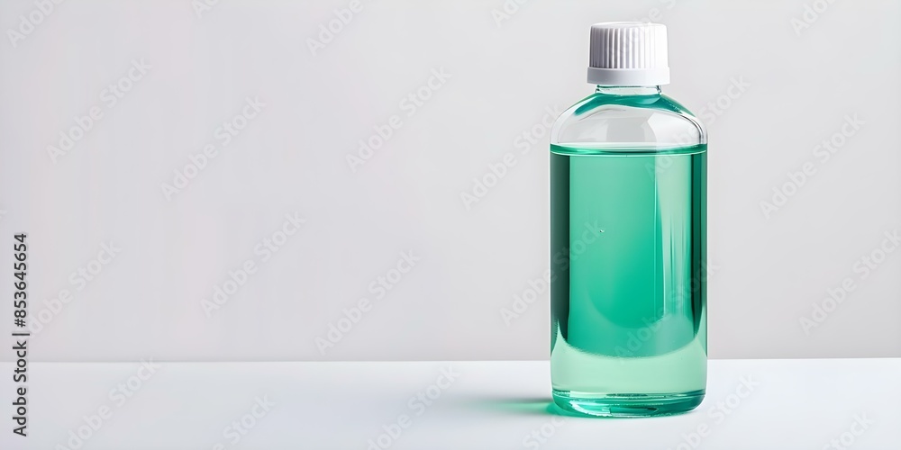 Isolated mouthwash bottle for dental care on white background. Concept Product Photography, Dental Care, Isolated Objects, White Background, Mouthwash Bottle Isolated mouthwash bottle for dental care on white background. Concept Product Photography, Dental Care, Isolated Objects, White Background, Mouthwash Bottle