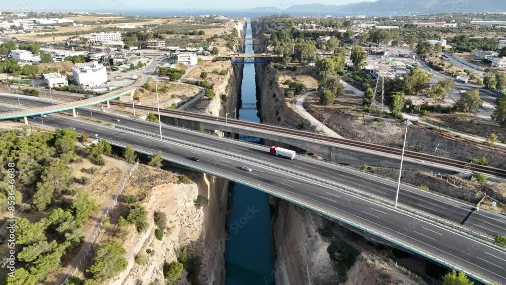 Beautiful and amazing Corinth Canal from sky by Drone Beautiful and amazing Corinth Canal from sky by Drone