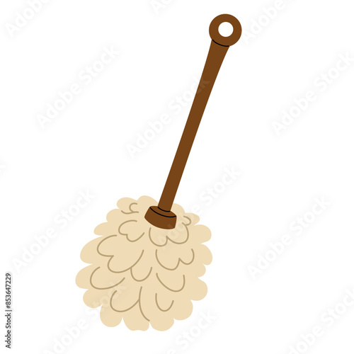 Clean toilet brush. WC cleaner tool. Lavatory accessory, washing appliance with stick handle and scrub bristle for closet hygiene. Flat graphic vector illustration isolated on white background