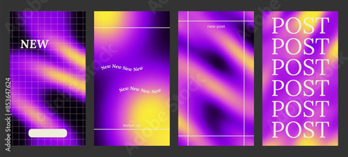 Wallpaper Mural Y2k Trendy Aesthetic abstract gradient blue yellow color background with translucent blurred pattern. Modern poster for social media stories, album covers, banners, templates for digital marketing Torontodigital.ca