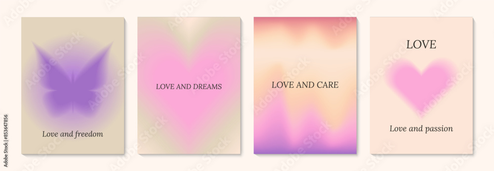 Aesthetic abstract gentle gradient background with ispiration and motivation quotes and phrases posters on blurred pattern. Modern print for social media stories, album covers, banners, templates Aesthetic abstract gentle gradient background with ispiration and motivation quotes and phrases posters on blurred pattern. Modern print for social media stories, album covers, banners, templates