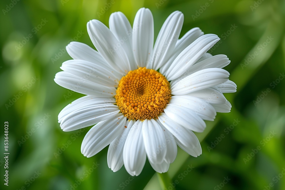 Fototapeta premium Macro Photography of White Daisy with Yellow Center in Meadow