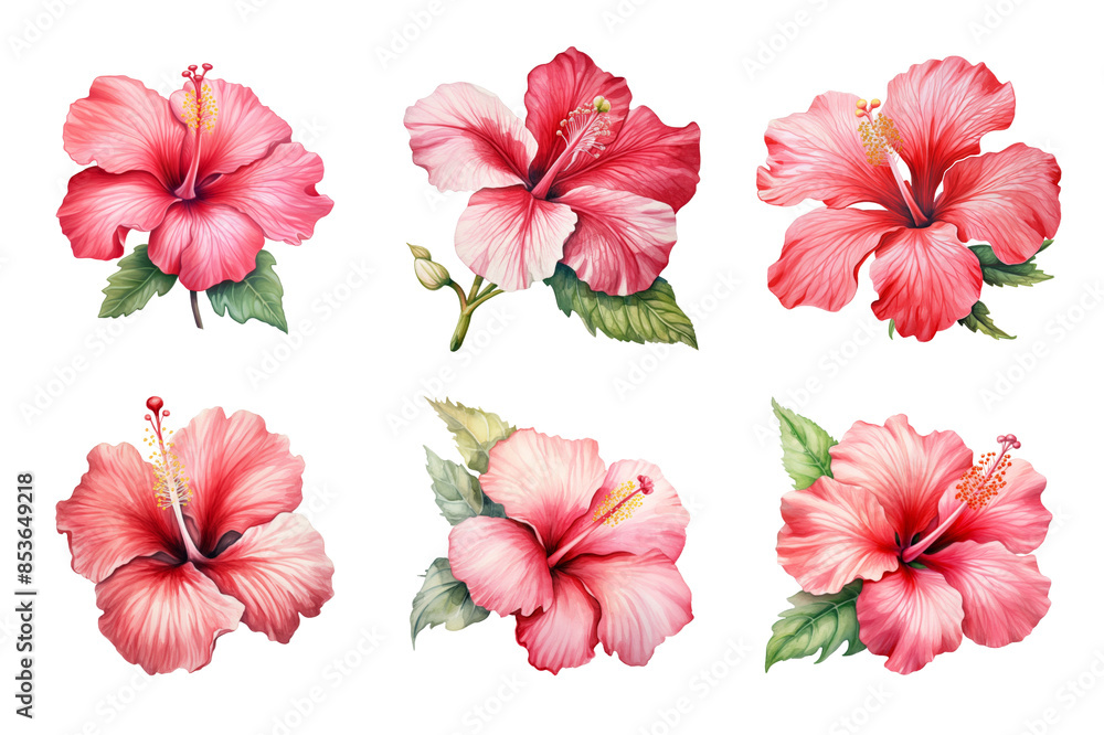 Hibiscus Flower Collection Bundle Set Isolated on a Transparent Background Hibiscus Flower Collection Bundle Set Isolated on a Transparent Background
