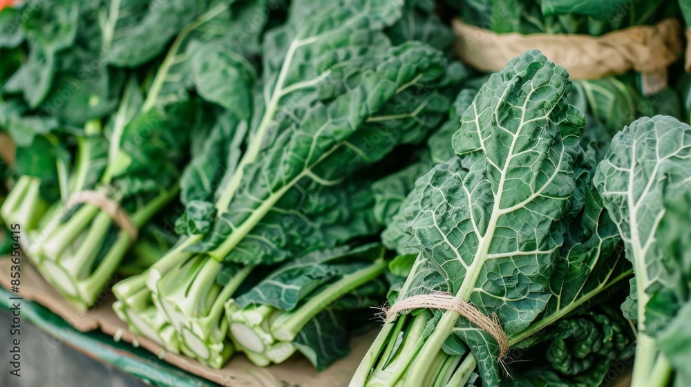 Fresh Collard Greens at the Market, Generative AI Fresh Collard Greens at the Market, Generative AI