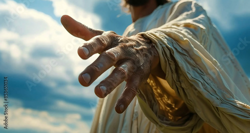 Jesus Christ giving out his hand