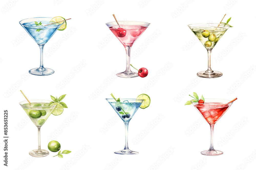 Martini Cocktail Collection Bundle Set Isolated on a Transparent Background Martini Cocktail Collection Bundle Set Isolated on a Transparent Background